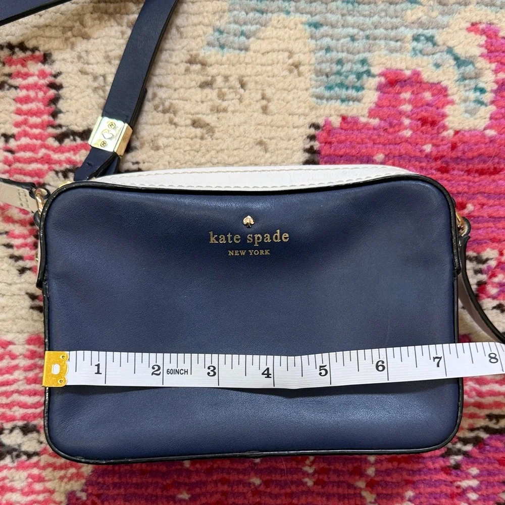 kate spade Navy White Leather Crossbody with Gold Hardware - Picture 2 of 8